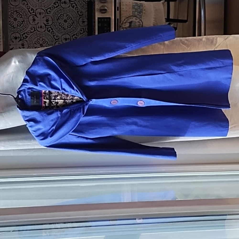 Tahari Elegant Blue Trench Coat